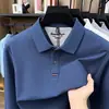 Nova Camisa Polo Masculina de Algodão Puro com Manga Longa Outono 2026, Versátil Cor Sólida Casual de Negócios para Homens de Meia-Idade com Gola Reversível