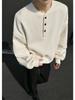 Camiseta de Manga Larga con Cuello Henry Estilo Old Money para Hombre, Marca de Moda, Textura Holgada, Sudadera para Superponer