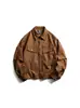 Jaqueta de Couro com Lapela Estilo Retrô Americano Rumen Masculina Nova Primavera e Outono 2025 Solta para Casal Roupa de Trabalho Jaqueta de Couro PU