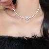 Collar Suéter Perla Azul Haibao para Mujer Otoño e Invierno Lujo Ligero Diseño Nicho Accesorios Cadena Suéter Vintage de Alta Gama