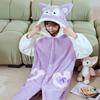 Pijama de Franela para Mujer Otoño e Invierno Lindo Camisón Grueso con Forro Polar de Conejo Conjunto de Ropa para el Hogar Larga de Franela