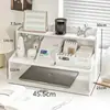 Prateleira de mesa simples para cosméticos, material de escritório e itens diversos; armazenamento em várias camadas para dormitórios estudantis; prateleira de altura ajustável para organizar material de escritório