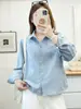Camisa de manga larga cepillada para mujer, colección otoño/invierno 2026, tela gruesa, calidad de exportación, estilo coreano, top casual de algodón puro de alta calidad