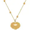 [Cuerpo entero de acero de titanio] Collar de oro real de estilo minimalista con cerradura Xiangyun con personaje Fu en horno para mujer, accesorios de cadena de clavícula de celebridades de Internet
