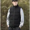 Chaleco acolchado para hombre con cuello alto, versátil y cálido para otoño e invierno, elegante chaleco de algodón sin mangas, top holgado
