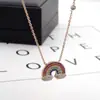 Colar de titânio com blocos de construção arco-íris para mulheres corrente de clavícula ouro rosa 18K suprimento Tao joia uma geração de cabelo