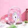 Mochila transparente de PVC con unicornio de dibujos animados nueva directa de fábrica, mochila linda de gran capacidad para niños