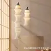 Lámpara de Bambú de Tela Simple Nórdica Estilo Japonés Estilo Minimalista Sala de Estar de Villa Pared de Fondo Lámpara Decorativa Creativa