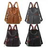 Mochila antirrobo para mujer de cuero PU suave, multi-bolsillos, gran capacidad, transfronteriza, mochila de moda para el trabajo y los viajes, mochila escolar para estudiantes