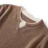 Otoño e Invierno Nuevo Nuevo Tejido de Punto de Cachemira 100 Pura para Mujer Tejido de Punto de Combinación de Colores Camiseta de Fondo Suelta de Cuello Redondo