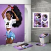 Venda Direta de Fábrica Transfronteiriça Impressão Digital 3D Impermeável Poliéster Nova Mulher Africana Divisória de Banheiro Cortina de Chuveiro Conjunto de Quatro Peças