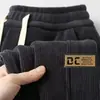Calça Casual Grossa com Forro de Fleece de Veludo Cotelê Calças Masculinas Calças Compridas Calças de Moletom Outono e Inverno Masculino Veludo Cotelê Esportiva Tamanho Grande Calça Jogger