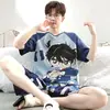 Ropa de casa juvenil de talla grande que se puede usar en la calle, traje para hombre, pijamas de algodón puro para hombre de verano 2026, pantalones cortos finos de manga corta