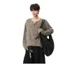 Outono de 2026 Estilo Preguiçoso Retrô Americano Malha Masculina Casual Solta Moda Roupas Masculinas Manga Longa Suéter Top