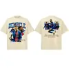 2026 Transfronterizo Dembele estrella estampado patchwork retro americano camiseta manga corta algodón peinado pesado camiseta para hombre verano