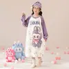 Pijama de Franela para Niñas Otoño e Invierno Ropa de Dormir Padre-Hijo para Niños Engrosado y Alargado Pijama de Dibujos Animados para Niños Ropa de Casa