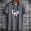 Atacado verão novo tamanho grande moda juvenil dos homens personalidade casual dos homens de manga curta t- shirt atacado em torno do pescoço t- camisa maré