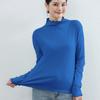Otoño e Invierno Camiseta de Mujer Japonesa de Estilo Occidental Top Combinable Amigable con la Piel Manga Larga Cuello Alto Camiseta Básica Color Sólido Adelgazante