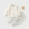 Ropa para Bebé Otoño e Invierno Conjunto de Dos Piezas para Recién Nacidos, Ropa Interior Térmica de Algodón Puro Ajustada para Principios de Invierno para Bebés y Niños Pequeños