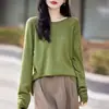 Suéter cómodo, transpirable y ligero de punto con mezcla de cachemira, estilo nuevo, cuello redondo, mangas largas, adecuado para usar en capas, colección primavera/verano para mujer