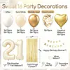 Arco de Globos Blanco Leche y Oro Transfronterizo para 16º Cumpleaños con Cortina de Lluvia Dorada y Globos de Papel en Forma de Corazón para Decoración de Ceremonia de Mayoría de Edad para Niña