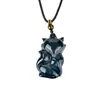 Colgante de Joyería de Zorro de Obsidiana Natural Hanjie Cristal Blanco Zorro de Nueve Colas Amor Año Zodiacal Colgante de Collar para Mujer