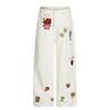 Pantalones Casuales Rectos Bordados de Hello Kitty para Mujer 2025 Nuevo Otoño Sueltos de Pierna Ancha Versátiles Jeans