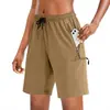 Nuevos Shorts Casuales de Verano Transfronterizos para Hombre, Pantalones de Cinco Puntos de Seda Helada de Secado Rápido con Bolsillo con Cremallera, Pantalones Deportivos Sueltos para Hombre