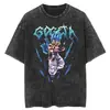 Camiseta de Moda Streetwear de Verano Negro Lavado Dragon Ball an