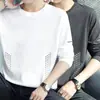 [Destacado] Camiseta de manga larga para hombre, adecuada para primavera y otoño, estilo casual, cuello redondo, corte holgado, transpirable, versátil y ligera, camiseta interior