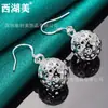 Aretes de Bola de Amor Hueca Aretes de Plata Aretes para Mujer Joyería Joyería Belleza del Lago Oeste