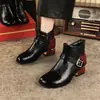 Botines de Tobillo de Tacón Grueso Estampado de Serpiente Brillante Estilo Nuevo Primavera/Otoño 2026 Empeine Suave Suela Suave Cremallera Lateral Correa con Hebilla Antideslizante Corte Profundo Zapatos de Moda