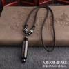 Collar de Cuenta Dzi de Nueve Ojos del Tíbet Colgante de Ágata Cadena de Suéter de Personalidad Vintage Estilo Étnico Cuerda de Algodón Colgante Largo Unisex