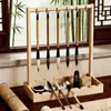 Suporte de Pincel de Caligrafia em Madeira Maciça Cabide de Pincéis Suporte Estilo Chinês Pendurado Retro Descanso para Pincel de Caligrafia Cabide Quatro Tesouros do Estudo Feltro