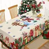 Toalha de Mesa Decorativa para Cena de Árvore de Natal Venda Quente Transfronteiriça Papai Noel Floco de Neve Boneco de Neve Impermeável Capa para Mesa de Jantar
