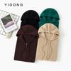 Gorro grueso suéter de punto cárdigan casual japonés y coreano suéter de cachemira color liso amigable con la piel cuello de gorro para mujer [nuevo]]
