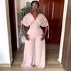 Moda Feminina Transfronteiriça Europeia e Americana Primavera 2026 Novo Design Estiloso Macacão Plissado de Cintura Alta Solto de Perna Larga