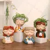Comercio exterior nuevo jardinería de escritorio linda niña creativa suculenta resina maceta contenedor jardín flor en maceta