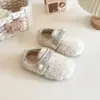 Zapatos de Peluche con Forro de Piel para Niñas 2026 Invierno Nuevos Cálidos Versátiles Zapatos de Princesa para Niños Suela Suave Cierre Mágico Zapatos Dobles de Algodón