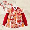 Macacão Infantil Estilo Chinês Outono e Inverno À Prova de Sujeira Impermeável Babador Saia Balde de Arroz Roupas de Saudação de Ano Novo para Bebês Meninos e Meninas