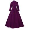 Amazon Deseo Nuevo Vestido Medieval de Halloween para Mujer Cuello Alto Dobladillo de Regla Grande Retro Falda Larga para Mujer