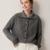 26 Outono Inverno Novo Suéter de Cashmere 100% de Botão Único Feminino Gola Larga Malha Trançada Solta Cardigan Casaco Top