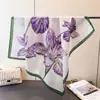 Lenço de Seda Estampado Fresco e Natural Lenço Quadrado Xale de Alta Qualidade Lenço Quadrado Pequeno Versátil para Pescoço Lenço Feminino