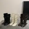 Botas Brancas Femininas Estilo 2026 Nova Outono Aumento de Altura Super Quente Extremamente Bonitas Botas Longas Cano Alto Botas de Equitação Versátil