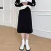 Falda recta elegante y profesional para mujer, estilo coreano, de cintura alta, longitud media, con abertura trasera, falda lápiz de lana de un solo paso, para otoño e invierno