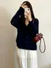 Cárdigan de punto para mujer talla grande, cuello en V, manga larga, colección otoño 2026, corte holgado, adelgazante, prenda exterior versátil para mujeres con curvas