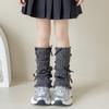 Meias Femininas Outono e Inverno Meia com Laço Lolita Meia Longa de Corpo Inteiro com Laço Estilo Ballet Meias de Tricô para Panturrilha