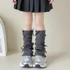 Meias Infantis Estilo Outono e Inverno Meias Amontoadas Meias de Lã Tricotadas para Meninas Meia-panturrilha Lolita Espessas Quentes Coberturas de Meia