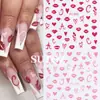 Pegatinas para Uñas Artísticas de San Valentín con Nuevo Brillo Transfronterizo, Brillo Fino Ins, Labios Rojos Románticos, Corazón, Pegatinas Adhesivas DIY para Uñas
