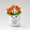 Bonecas de Plantas de Natal em Vasos de Crochê, Girassóis Feitos à Mão com Lã, Rosas Suculentas, Flores Artificiais em Estoque